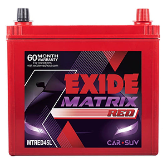 Exide Matrix Red MTRED45L 45AH Car Battery Warranty 66 Months