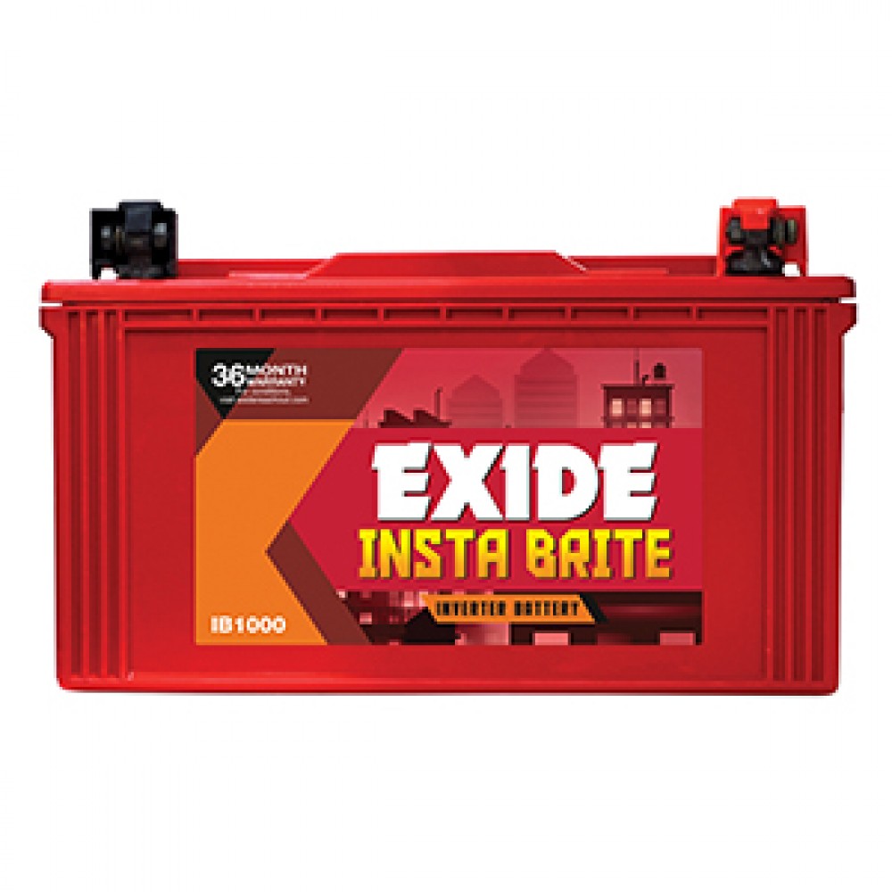 Exide Instabrite IB1000 Flat Plate Battery 100AH Warranty: 36 Months