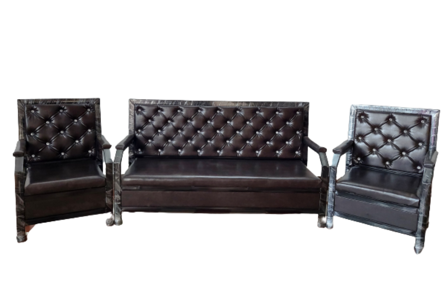 Metal Sofa 5 Seater Upholstered Cushion Premium Quality