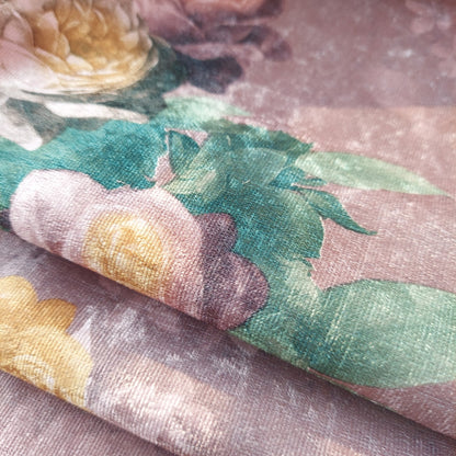 Bowzar Rainbow Velvet for Sofa Cushion Cover Curtain Fabric Floral Design Premium Quality