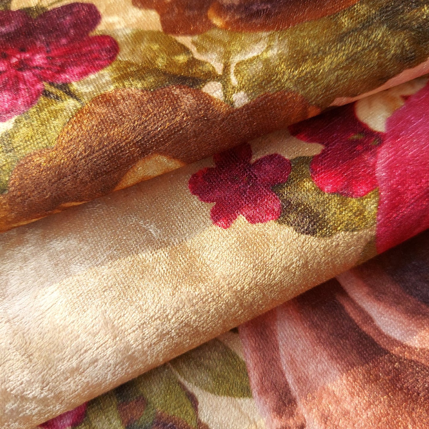 Bowzar Rainbow Velvet for Sofa Cushion Cover Curtain Fabric Floral Design Premium Quality
