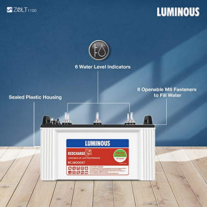 Luminous Zolt 1100 SW Inverter with RC18000ST 150Ah Battery and Trolley 1BHK