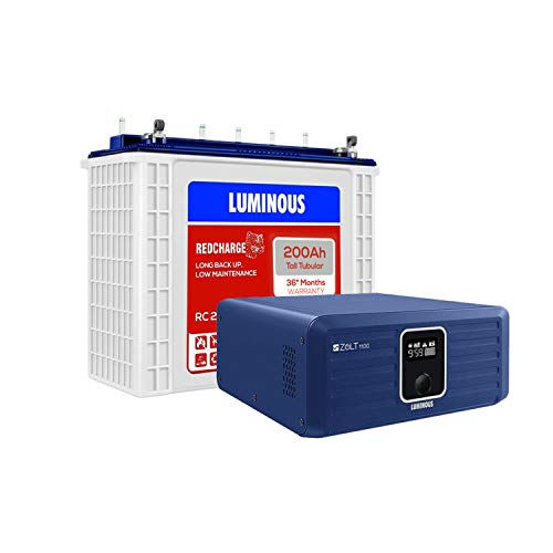 Luminous Zolt 1100 Pure Sine Wave Inverter with RC25000 200Ah Tall Tubular Battery