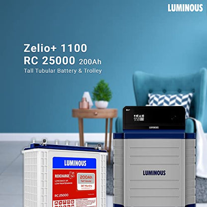 Luminous Zelio+ 1100 Pure Sine Wave Inverter RC25000 200 Ah Tall Tubular Battery