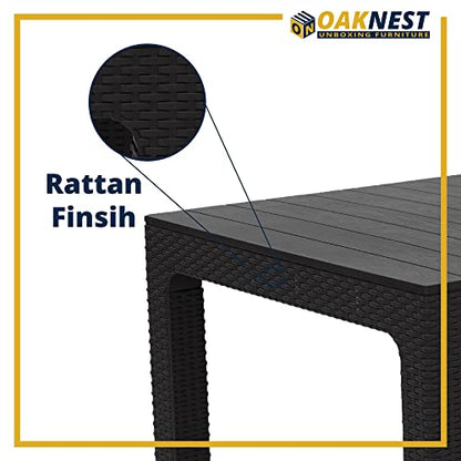 Supreme Summit Rattan Type Matte Finish Portable Dining Table for Garden, Roof, Office, Home Etc