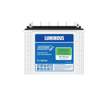 Luminous PC18042 Tall Tubular Battery Power Charge 150 Ah Warranty 42 Months