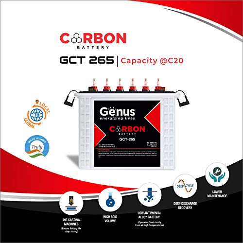 Genus Carbon GCT265 Tall Tubular 240 AH Inverter Battery 60 Months Warranty