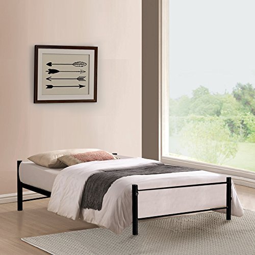 Bowzar Double Size 4X6.5 Feet Simple Minimalistic Metal Bed
