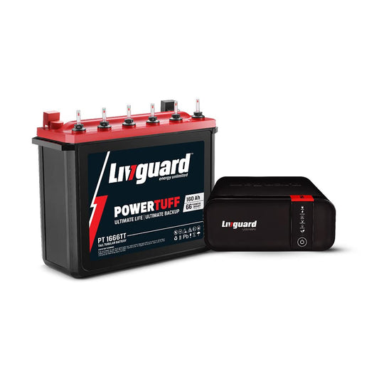 Livguard LGS1100PV - 900VA Sine Wave Inverter with PT1666TT 160Ah Tall Tubular Battery