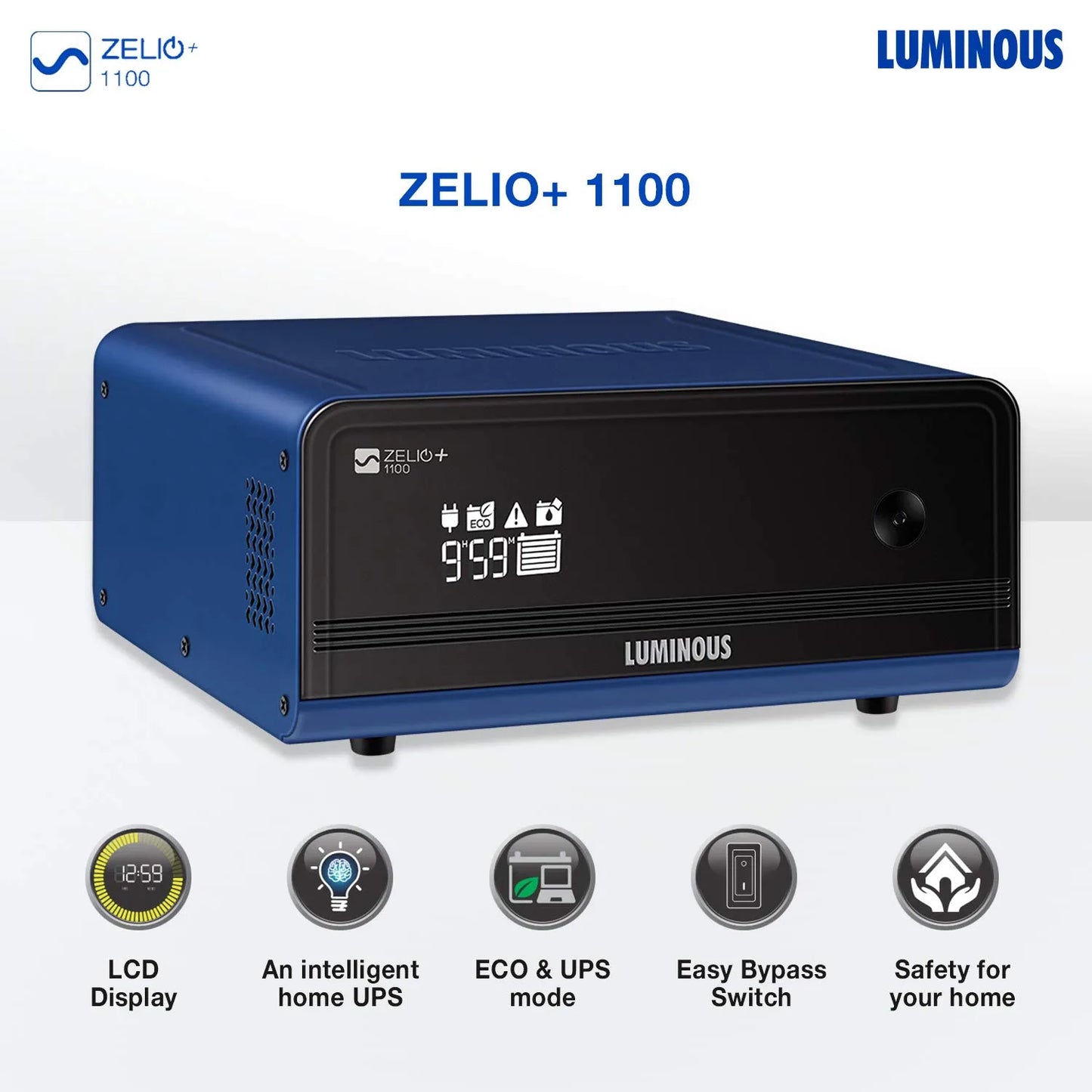 Luminous Zelio+ 1100 Pure Sinewave Inverter 900VA UPS Max Load 756W