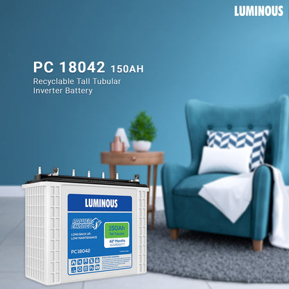 Luminous PC18042 150Ah Tall Tubular Plate Inverter Battery 42 Months Warranty