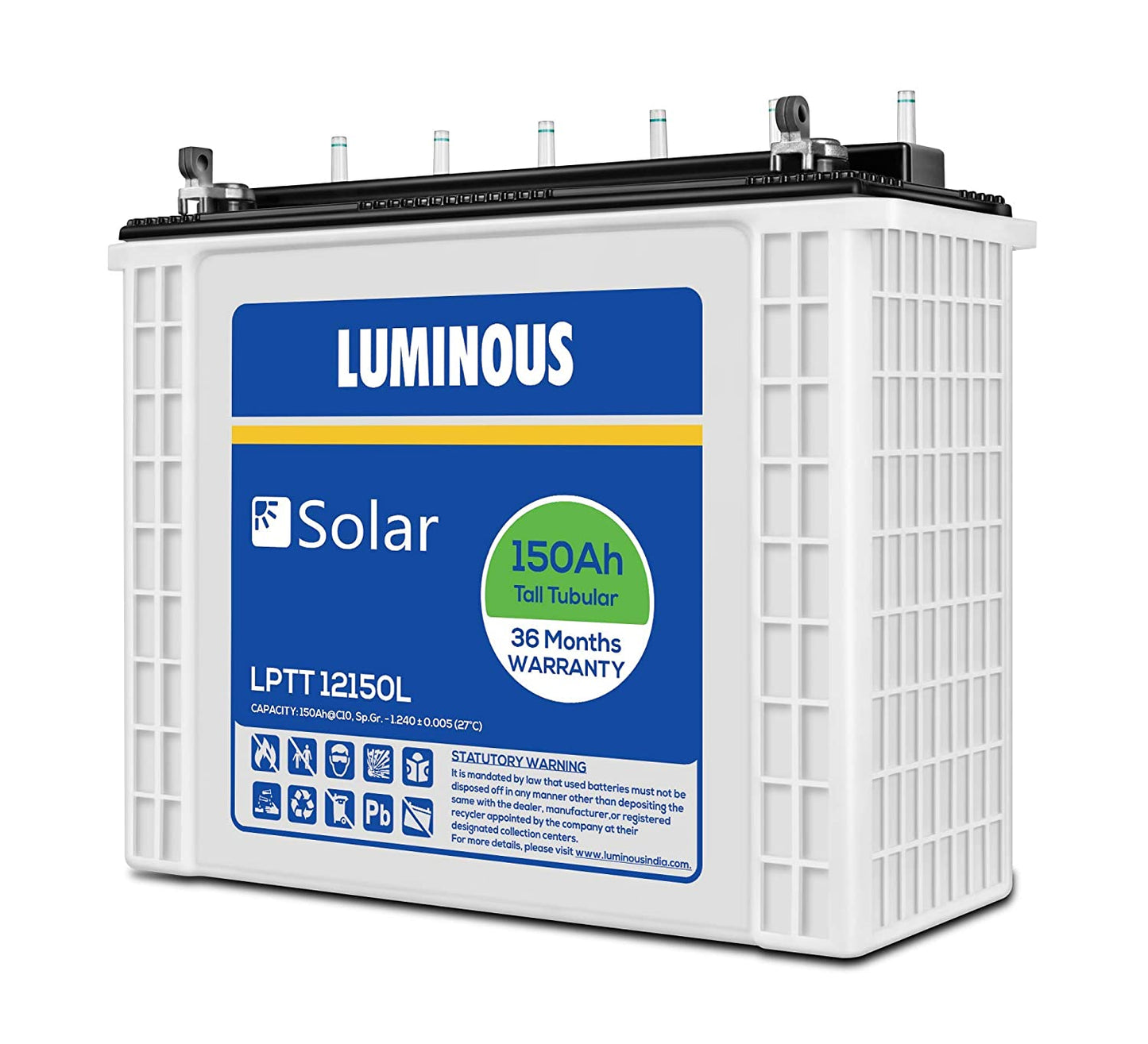 Luminous LPTT12150L Solar Tall Tubular Inverter Battery 150AH 36 Months Warranty