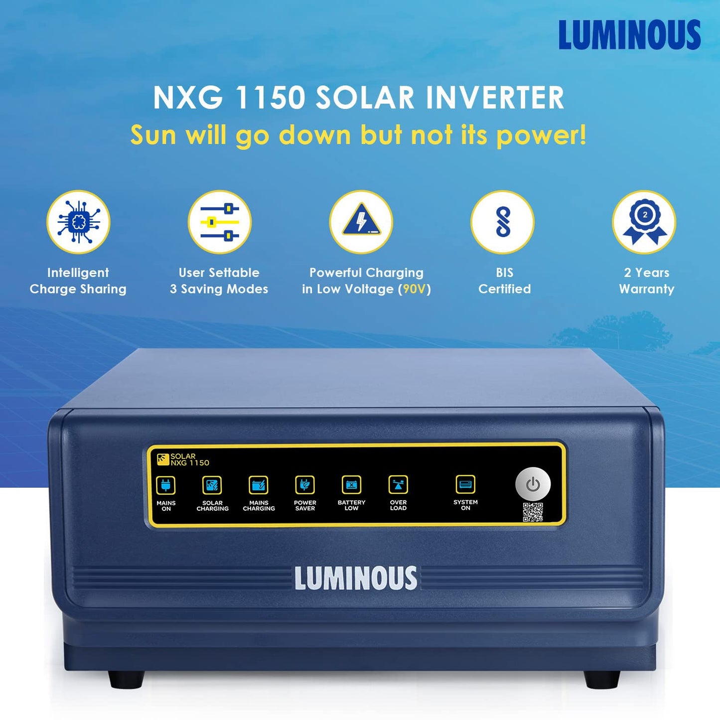 Luminous NXG 1150 Pure Sinewave Solar Inverter with ISOT Technology 850VA 12V