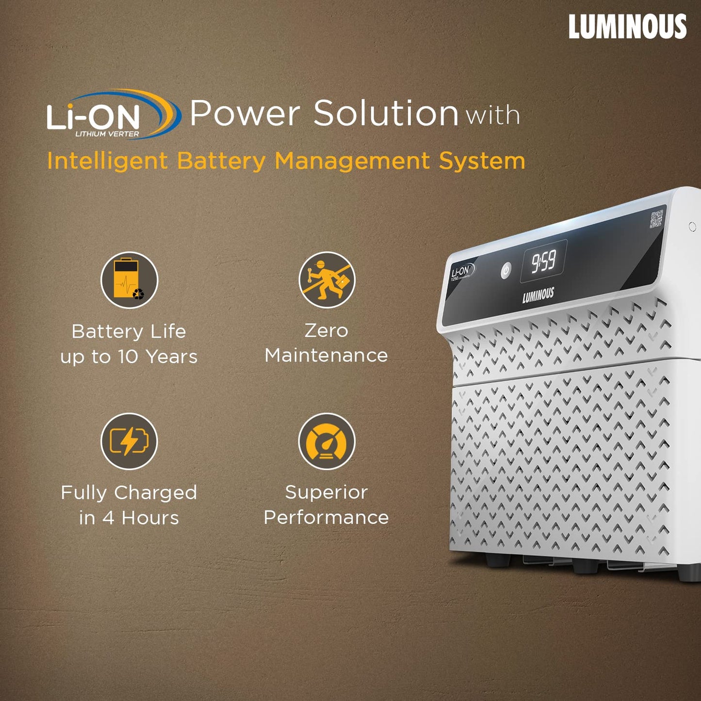 Luminous Li-ON 1250 Home UPS with In-built Li-Ion Battery 1100 VA 880 W