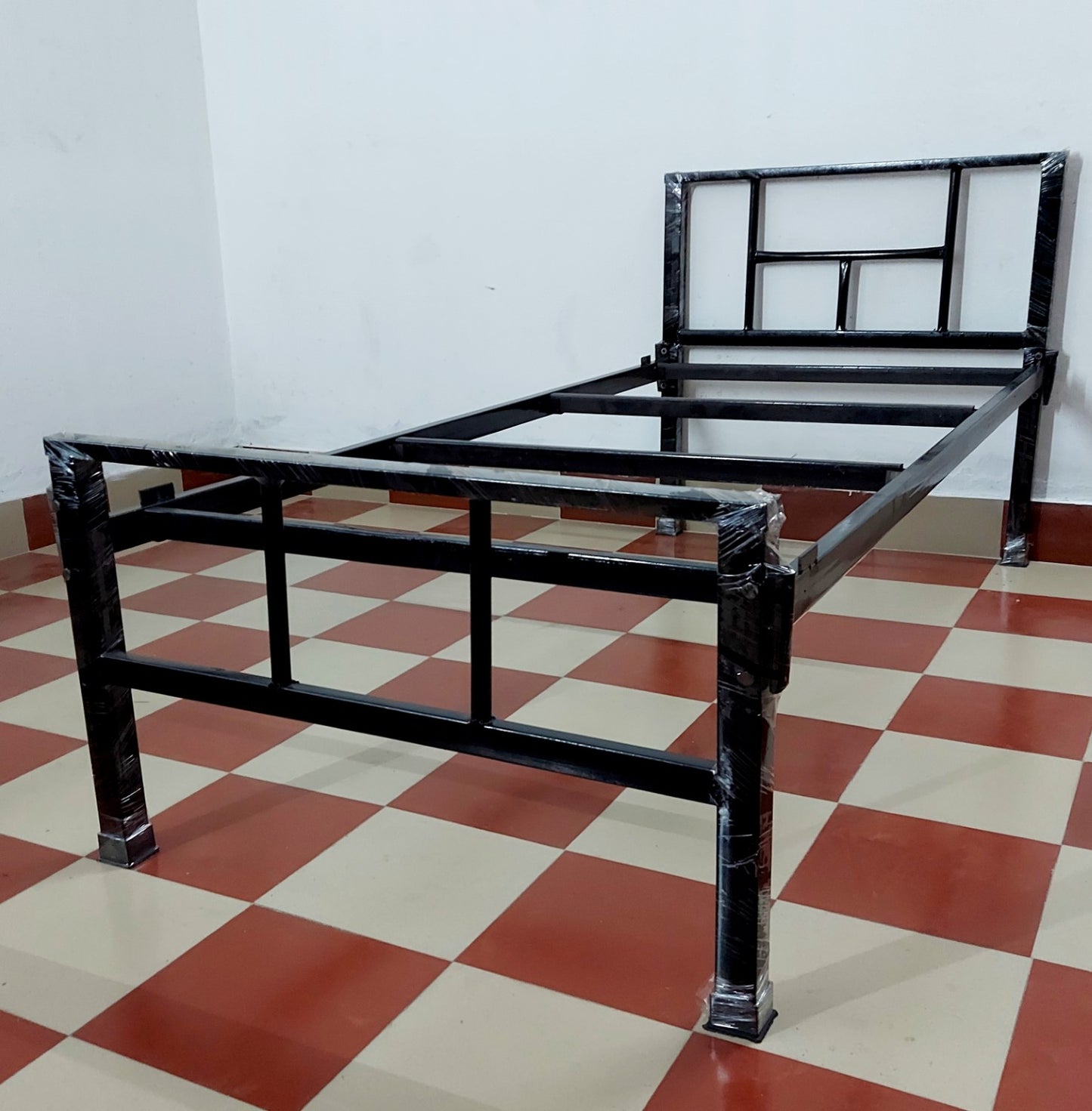 Bowzar HM Single Bed Size 3X6.5 Feet Iron Metal Bed Bachelor Hostel PG Guest House