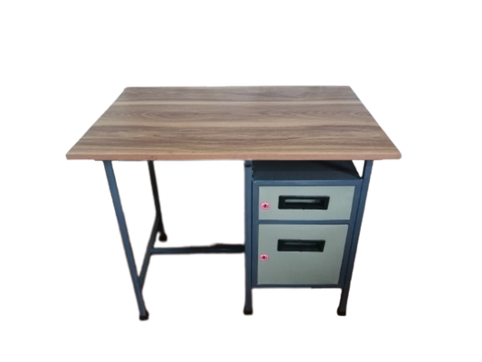 Bowzar Office Table 4X2 Feet Metal Frame Wooden Top With Drawer