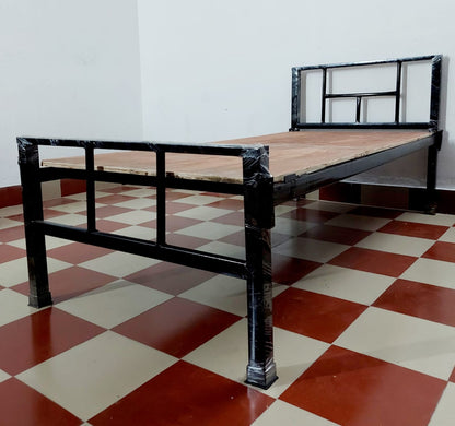 Bowzar HM Single Bed Size 3X6.5 Feet Iron Metal Bed Bachelor Hostel PG Guest House
