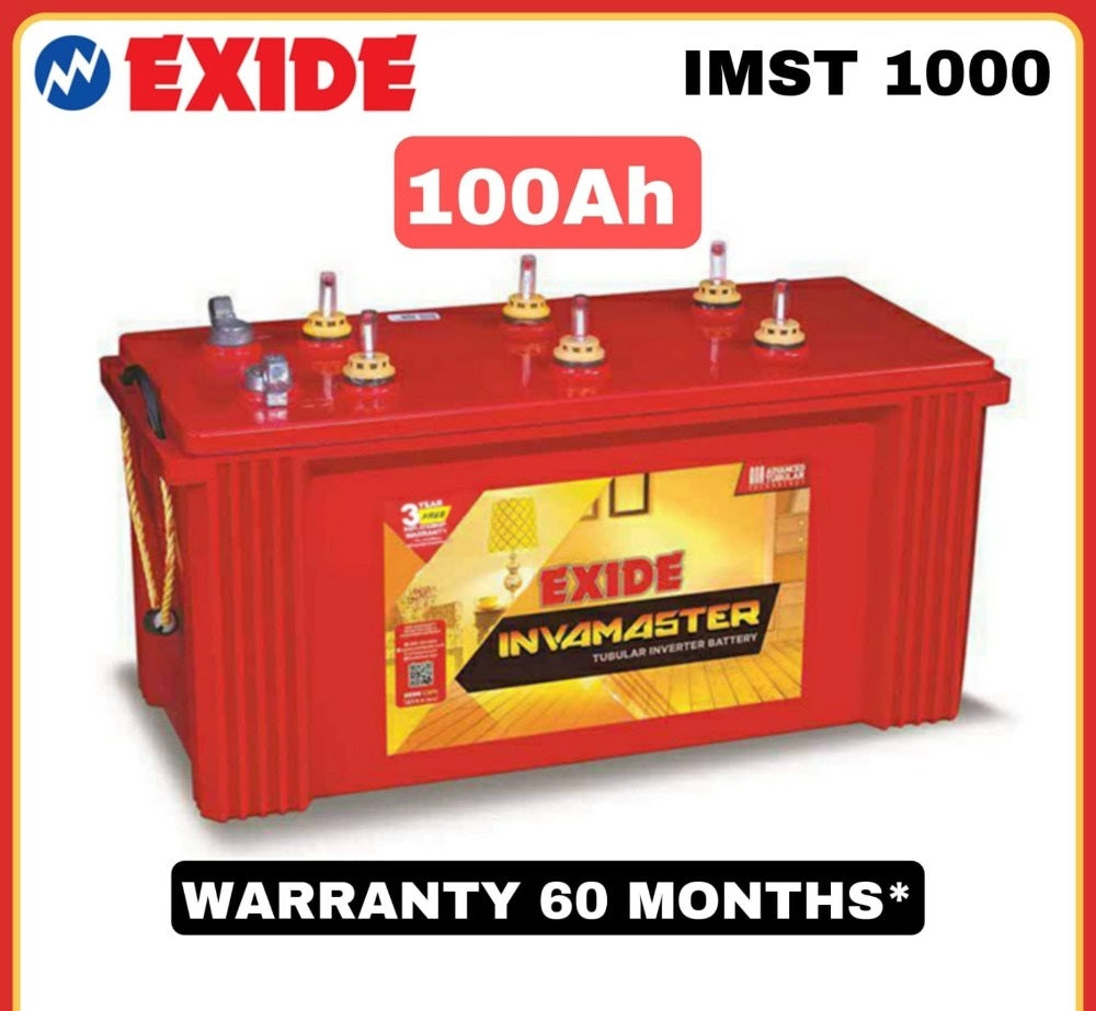Exide Invamaster IMST1000 Short Tubular Battery Warranty 60 Months