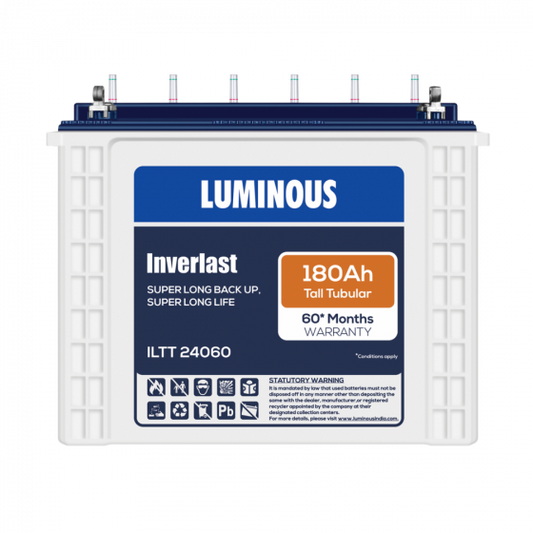 Luminous Inverlast ILTT24060 180Ah Tall Tubular Battery Warranty 60 Months