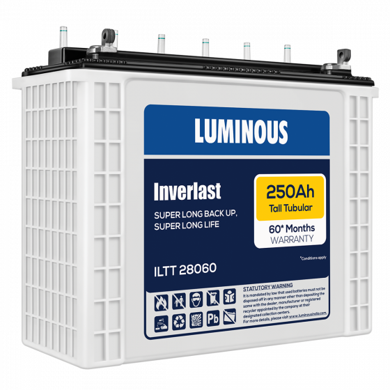 Luminous Inverlast ILTT28060 Tall Tubular Battery 250AH 5 Years Warranty