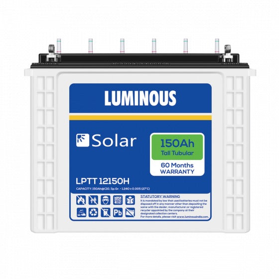 Luminous LPTT12150H Tall Tubular Solar Battery 150Ah Warranty 60 Months